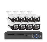 Sistema di sicurezza CCTV DVR H.265+ 8MP Ultra HD 10CH con telecamera for visione notturna 4K for esterni, kit di videosorveglianza con rilevamento del movimento(2T,10CH NVR 8PCS CAM_EU PLUG)