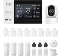 Sistema di sicurezza domestica wireless con fotocamera, kit di allarme 4G / Wifi fai da te, controllo dell'app Tuya, sensore di porta/finestra, rilevamento del movimento, lavoro con Google Assistant