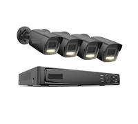 Sistema di sorveglianza Poe 3K, registratore NVR 8CH con telecamere di Sicurezza IP67 da 5 MP, Visione Notturna, rilevamento del Movimento, Microfono Integrato(4pcs 0TB)