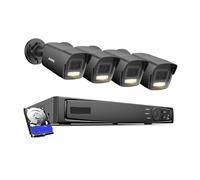 Sistema di sorveglianza Poe 3K, registratore NVR 8CH con telecamere di Sicurezza IP67 da 5 MP, Visione Notturna, rilevamento del Movimento, Microfono Integrato(4pcs 4TB)