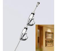 Sistema di Sospensione per Quadri con Fune Metallica e Ganci, Supporta Fino a 60 kg, Ideale per la casa e Le gallerie d'Arte, Kit per Appendere Quadri (Cavo da 1 m, 2 Ganci)