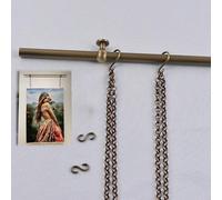 Sistema di Sospensione per Quadri in Ottone con Catene - Binario espositivo Regolabile da 86,6 Pollici per cornici, Decorazioni da Parete per gallerie, Supporto per Quadri di qualità museale
