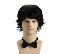 Sistema di sostituzione Copricapo for parrucca for capelli corti e soffici da uomo con design a coda verso l'alto Della Base(Nero)