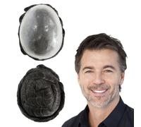 Sistema di sostituzione dei capelli da uomo Poly Skin Toupee capelli umani sp...