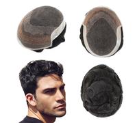 Sistema di sostituzione dei capelli da uomo Toupee pizzo pelle anteriore cape...