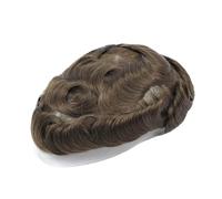 sistema di sostituzione dei capelli per uomo Topper for capelli umani naturali con capelli grigi for uomo, toupee for capelli, protesi capillare for uomo, pizzo svizzero, parrucche in PU for capelli u