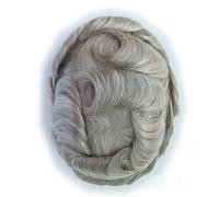 Sistema di sostituzione dei capelli umani da uomo pelle 0,12 mm parrucche con...