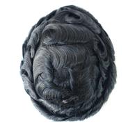 Sistema di sostituzione dei capelli umani da uomo pelle 0,12 mm parrucche con...