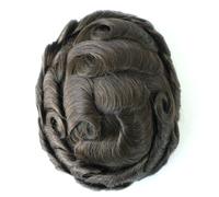 Sistema di sostituzione dei capelli umani da uomo pelle 0,12 mm parrucche con...