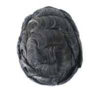 Sistema di sostituzione dei capelli umani da uomo pelle 0,12 mm parrucche con...