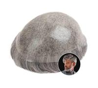 Sistema di sostituzione Parrucca for uomo con doppi nodi, 0,1-0,12 mm, in pelle PU, sistema di capelli umani Della Base(6x8)