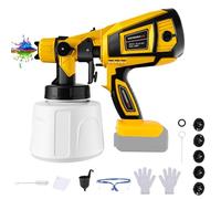 Sistema di Spruzzatura Compatibile Con DeWalt 20 V - Spruzzatore a Batteria Con Contenitore da 1000 ml, 5 Ugelli, 3 Modelli di Spruzzo, Spazzola per la Pulizia, Guanti