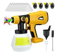 Sistema di spruzzatura elettrica senza fili per DeWalt 20 V con contenitore da 1000 ml, 3 modalità di spruzzo, 4 ugelli in ottone, pistola a spruzzo per casa, vernice, pareti, recinzioni, mobili