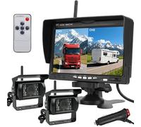 Sistema di telecamera di retromarcia digitale wireless, monitor AHD da 7 pollici con schermo diviso con impermeabilità IP69, telecamera per retromarcia IR visione notturna doppia telecamera posteriore