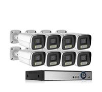 Sistema di telecamere CCTV AHD 4K con Visione Notturna Colorata Ai, Kit DVR H.265 8CH, Kit di videosorveglianza con Telecamera analogica Impermeabile da 8 MP for Esterni(2T,8CH DVR 8 Camera_UK Plug)