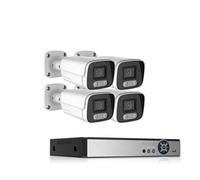 Sistema di telecamere CCTV AHD 4K con Visione Notturna Colorata Ai, Kit DVR H.265 8CH, Kit di videosorveglianza con Telecamera analogica Impermeabile da 8 MP for Esterni(4T,8CH DVR 4 Camera_UK Plug)