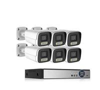 Sistema di telecamere CCTV AHD 4K con Visione Notturna Colorata Ai, Kit DVR H.265 8CH, Kit di videosorveglianza con Telecamera analogica Impermeabile da 8 MP for Esterni(1T,8CH DVR 6 Camera_EU Plug)