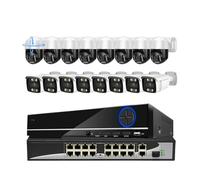 Sistema di telecamere di Sicurezza con Controllo PTZ H.265 16CH 4K, rilevamento del Volto da 8 MP, Audio bidirezionale, Kit di videosorveglianza CCTV Poe for Esterni(4T,Gold)