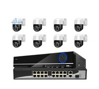 Sistema di telecamere di Sicurezza con Controllo PTZ H.265 16CH 4K, rilevamento del Volto da 8 MP, Audio bidirezionale, Kit di videosorveglianza CCTV Poe for Esterni(4T,Dark Grey)
