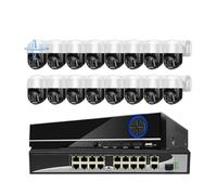 Sistema di telecamere di Sicurezza con Controllo PTZ H.265 16CH 4K, rilevamento del Volto da 8 MP, Audio bidirezionale, Kit di videosorveglianza CCTV Poe for Esterni(None,Multicolor)