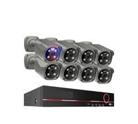Sistema di telecamere di sicurezza di telecamere 8CH 4K UHD 8MP Kit NVR H.265 PoE Sorveglianza esterna AI Rilevamento umano Conversazione bidirezionale CCTV Set(1T,8CH 8 Cameras)