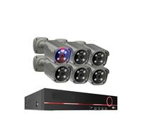 Sistema di telecamere di sicurezza di telecamere 8CH 4K UHD 8MP Kit NVR H.265 PoE Sorveglianza esterna AI Rilevamento umano Conversazione bidirezionale CCTV Set(4T,8CH 6 Cameras)