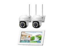 Sistema di telecamere di sicurezza Di telecamere di sicurezza wireless da 3 MP Set PTZ 4CH CCTV NVR Kit monitor di telecamere di videosorveglianza P2P for esterni(4CH 2 PTZ add 64G)