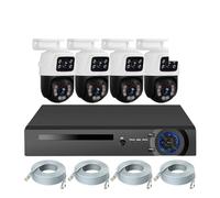 Sistema di telecamere di sorveglianza NVR Poe Full HD 6MP 8CH con Doppio Obiettivo PTZ WiFi IP for la Sicurezza Domestica, Video H.265 CCTV(3T(户外运动),8CH And 4PCS 6MP)