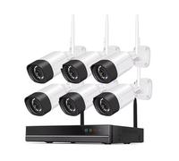Sistema di telecamere di sorveglianza Wi-Fi H.265 16CH NVR 5MP a Colori, rilevamento del Movimento Umano, Audio bidirezionale, Set di telecamere di Sicurezza for Esterni Wi-Fi(1T,Sky Blue_UK Plug)
