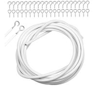 Sistema di tensione per tende: WANDGU 15 m, filo per tende bianco, corda per tende con 50 occhielli in metallo e 50 ganci per tende a rete, tende da doccia e decorazione della stanza