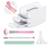 Sistema di vassoio per polvere a immersione, kit per immersione per unghie, pennello per spolverare unghie, spingi cuticole in metallo e lima per unghie, strumenti per nail art immersi in polvere per
