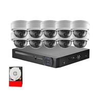 Sistema di videosorveglianza IP for esterni, NVR 4K da 10 canali, 8 MP, 4 TB, for la sicurezza e la protezione umana, con telecamera di sorveglianza esterna e monitoraggio domestico.(Ivory,UK Plug)
