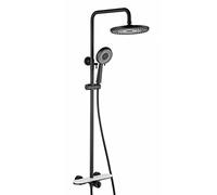 Sistema doccia 10 pollici, set rubinetto a parete combinato a pioggia con maniglia singola e kit di finiture for beccuccio for vasca, spruzzatore portatile soffione a tondo, grigio pistola(Noir)