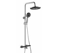 Sistema doccia 10 pollici, set rubinetto a parete combinato a pioggia con maniglia singola e kit di finiture for beccuccio for vasca, spruzzatore portatile soffione a tondo, grigio pistola(Chrome)