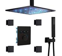 Sistema doccia a LED, set rubinetto doccia termostatico, set doccia combinato a parete, set miscelatore pioggia da 12 pollici con soffione doccia a pioggia quadrato, doccetta, 4 getti corporei, cromat