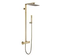 Sistema doccia a pioggia con soffione e doccetta, set rubinetto in ottone a parete, bocca a cascata, combinazione doccia completa