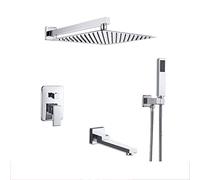 Sistema doccia a pioggia in acciaio inossidabile, soffione doccia a pioggia da 30,5 cm, set combinato di rubinetti per doccia a parete cromati, esperienza di lusso per bagno e spa