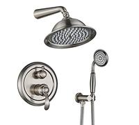 Sistema doccia a pioggia Set di rubinetti for antichi a scomparsa con a spruzzo portatile combinato soffione a ad alta pressione a parete miscelatore a, nichel spazzolato