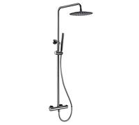 Sistema doccia a pioggia termostatico, valvola di bilanciamento della pressione a 2 funzioni Set esposto soffione a con barra scorrimento regolabile, 10 pollici(12 Inch)