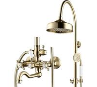 Sistema Doccia A Vista, Set di Soffioni Doccia Moderni Bss0354, Set di Rubinetti Doccia da 8 Pollici / 200 Mm Completi, Maniglia in Ceramica Portatile, Rubinetto per Vasca Girev, Brushed Gold