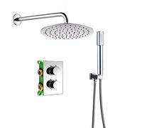 Sistema Doccia Affermazione Montaggio 16 Miscelatore Disponbile Set di Miscelatore termostatico Valvola per Doccia Mixer Tap Tap Tap Cox Incorporato Valvola termostatica, Parete Rotonda da 8 Pollici