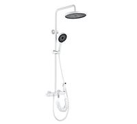 Sistema doccia con soffione doccia a pioggia da 25,4 cm, set combinato termostatico bianco per montaggio a parete, set combinato doccia con miscelatore a pioggia con 3 modalità, beccuccio per vasca