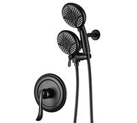Sistema doccia con soffione doccia palmare e doccia a pioggia Combo rubinetto Set, doppio rubinetto doccia 2 in 1, deviatore d'acqua a 3 vie in tutto nero opaco