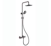 Sistema doccia con soffione doccia, set combinato doccia termostatico, montaggio a parete, miscelatore a pioggia, set combinato doccia con 3 modalità, beccuccio per vasca, oro spazzolato