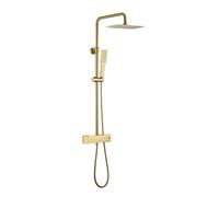 Sistema doccia da 12 pollici Set rubinetto termostatico combinato a parete miscelatore pioggia oro spazzolato con beccuccio vasca, soffione a, a mano, corpo valvola in ottone