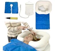 Sistema doccia da letto, doccia a soffitto con sacca d'acqua da 2,1 galloni, kit con bacinella gonfiabile per shampoo per persone disabili e anziane(set da 6 pezzi)