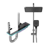 Sistema Doccia Digitale Intelligente Di Lusso Con Luci LED | Vetro Temperato | Set Completo Con Miscelatore Termostatico(Grey Hot Cold)