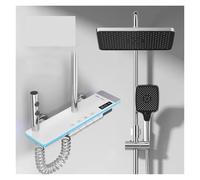 Sistema Doccia Digitale Intelligente Di Lusso Con Luci LED | Vetro Temperato | Set Completo Con Miscelatore Termostatico(Silver Hot Cold)