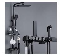 Sistema Doccia, DisplayThermostatic Black Set di rubinetti for vasca e doccia Rubinetto for da bagno con ripiano for Il flusso d'acqua produce elettricità(Chrome cold hot)