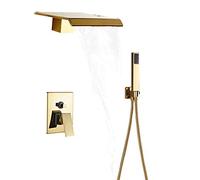 Sistema doccia dorato Set combinato da incasso a parete rubinetto multifunzione con soffione a cascata, a mano